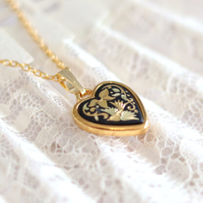 heart damascene pendant