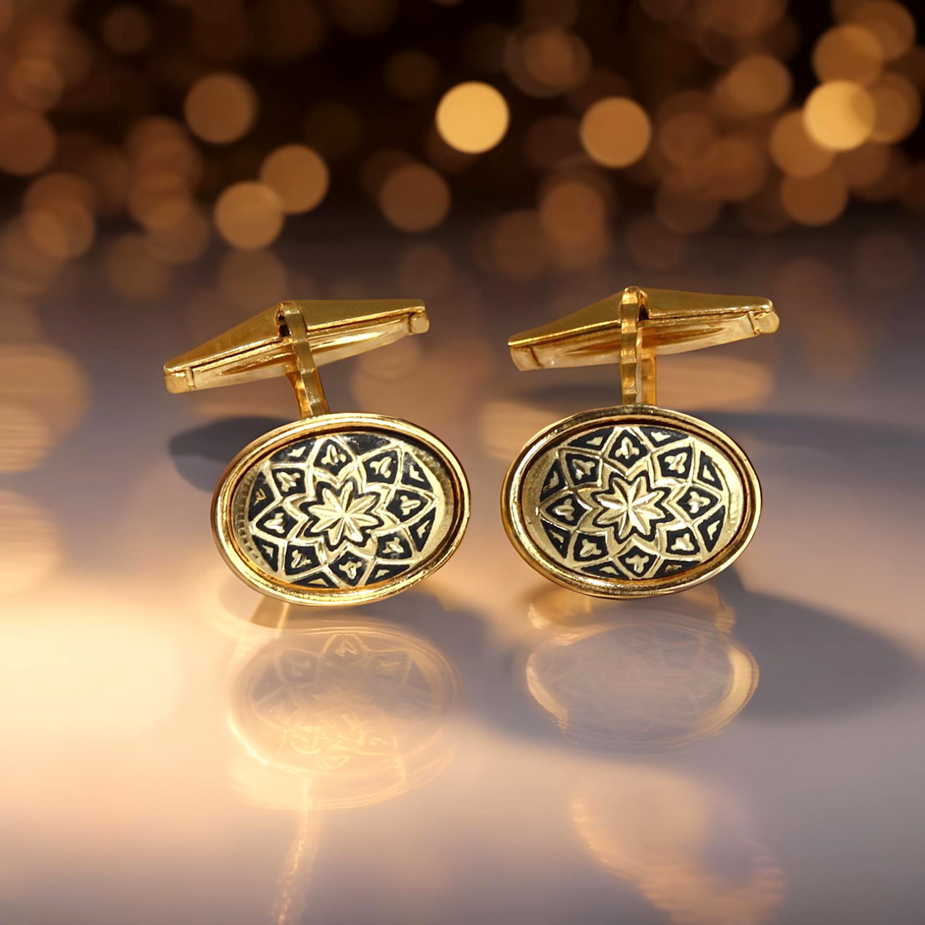 oval damasquino cufflinks
