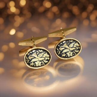oval damascene cufflinks