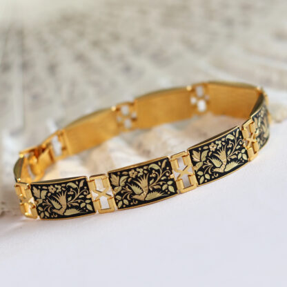 rectangle link damascene bracelet