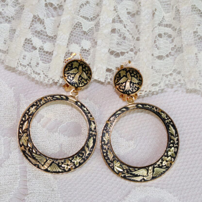 Gorgeous Damascene Hoop Earrings | Made in Toledo Spain