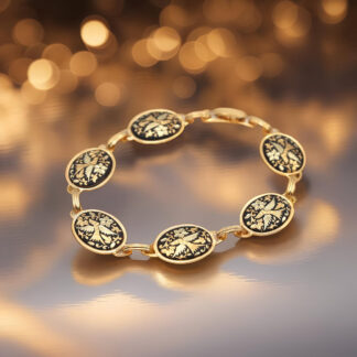 oval link damascene bracelet