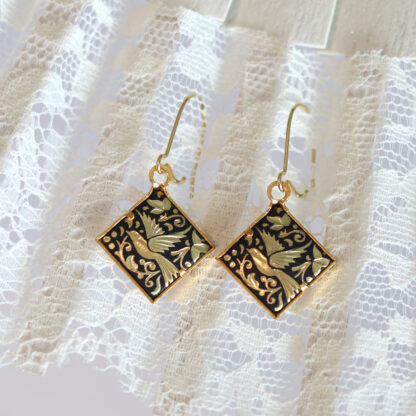 damascene wire hook earrings