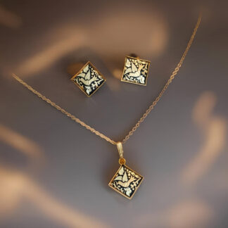 Damascene earring and necklace set