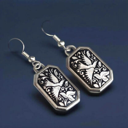 silver damascene earrings