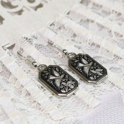 silver damascene earrings