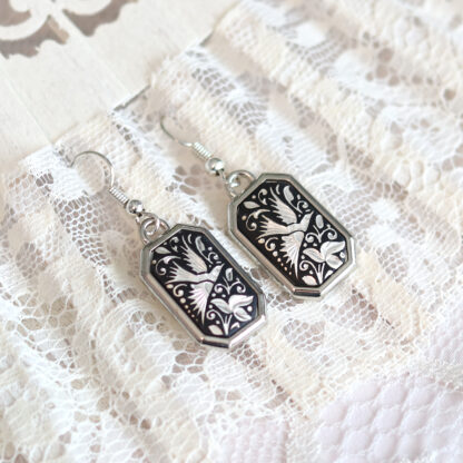 silver damascene earrings