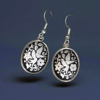 silver damascene earrings
