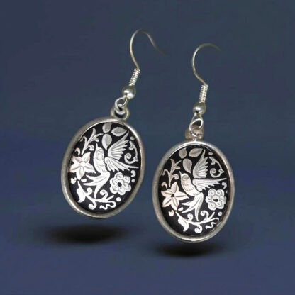 silver damascene earrings