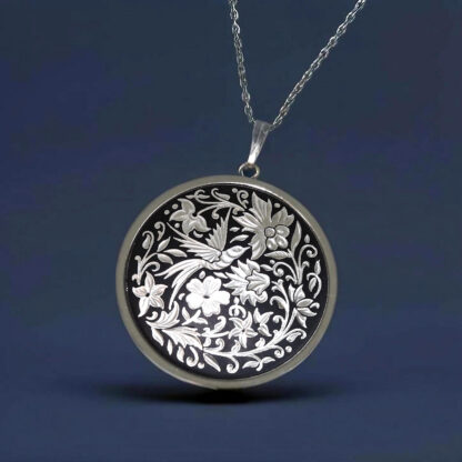 Round Silver Damascene Pendant GS-3992