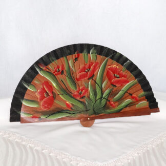 Hand Painted Poppy Fan F-169