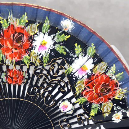 Hand Painted Fan F-208-NAV - Image 2