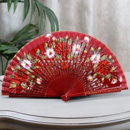 painted carved fan