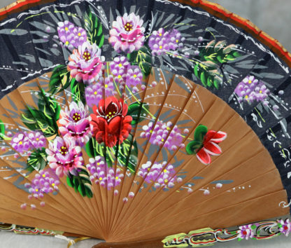 floral wood fan