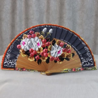 floral wood fan