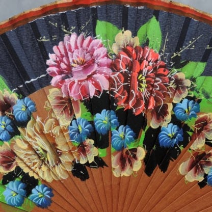 bold floral wood fan
