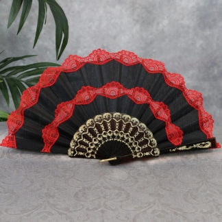 Fabric & Lace Hand Fan 350-3G