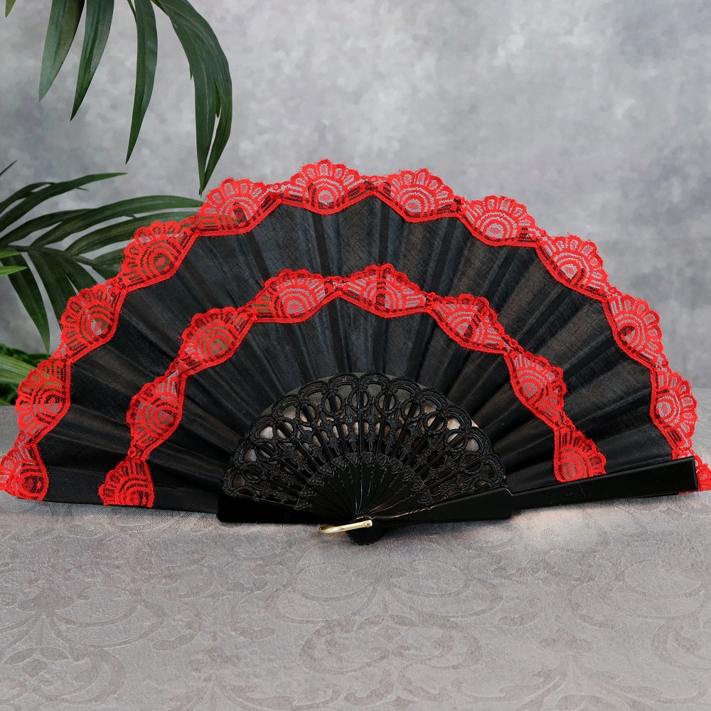 Pascua de Resurrección cantidad de ventas Abandonado Spanish Fan With Red Lace | Hand Made in Spain