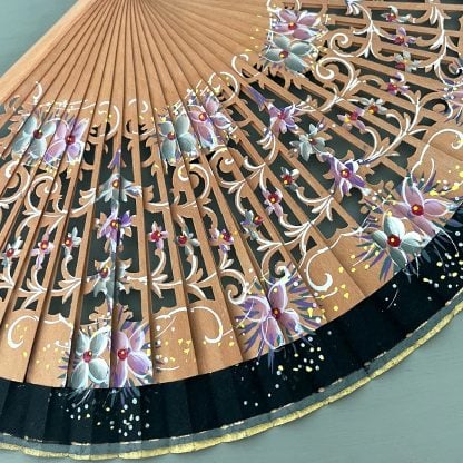 hand painted fan on natural frame