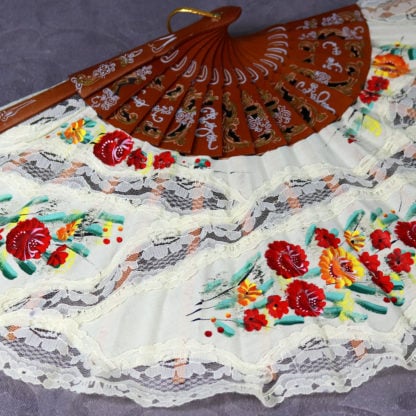 hand painted fan with lace
