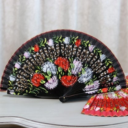 hand painted carnation fan