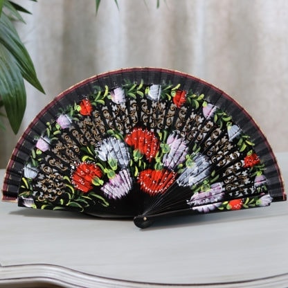 hand painted carnation fan