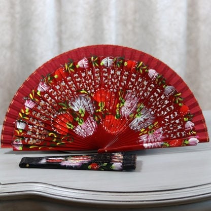 hand painted carnation fan