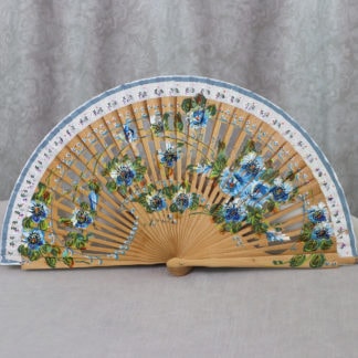 Baby blue hand painted fan
