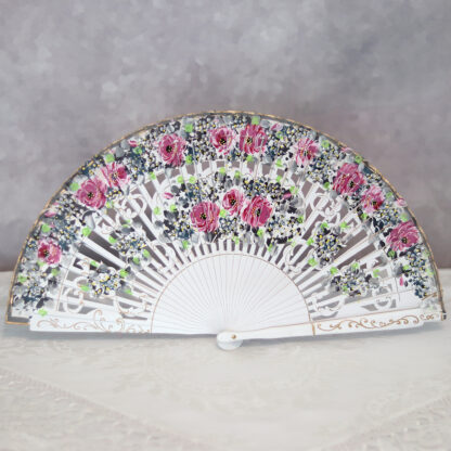 white hand painted Spanish fan