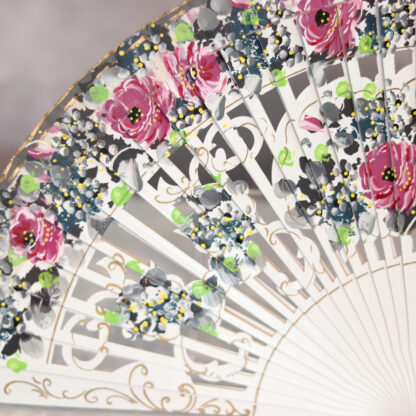 white hand painted Spanish fan