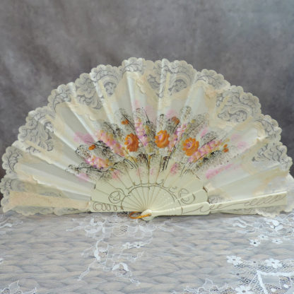 hand painted Spanish fan with lace