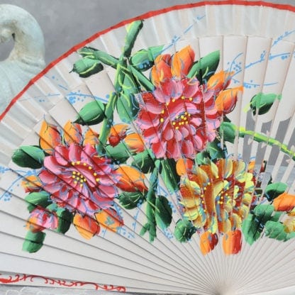 bold painted floral hand fan