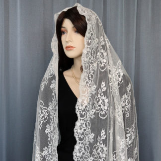 Spanish Veil Mantilla Wedding Veil Cathedral Bride Veil Wide Lace Veil Flower Veil TSDZ026