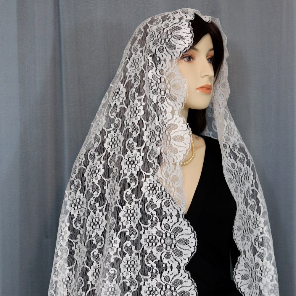 Spanish Veil Mantilla Wedding Veil Cathedral Bride Veil Wide Lace Veil Flower Veil TSDZ026